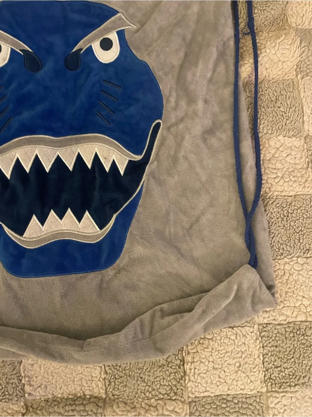 Blue Dino Drawstring Sling Bag